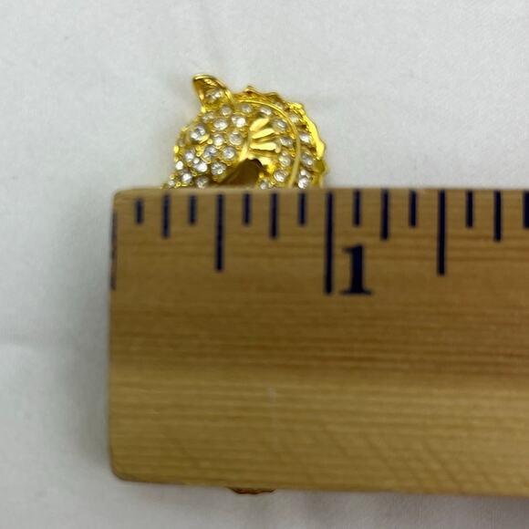 Vintage Nolan Miller Gold Crystal Rhinestone Seahorse Brooch Pin Nautical Brooch - Picture 5 of 8